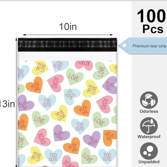 10x13 Candy Hearts Poly Mailers (10 CT) - Picture 4 of 4